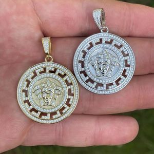 Iced Out Designer Medusa Pendant Real 925 Solid Silver